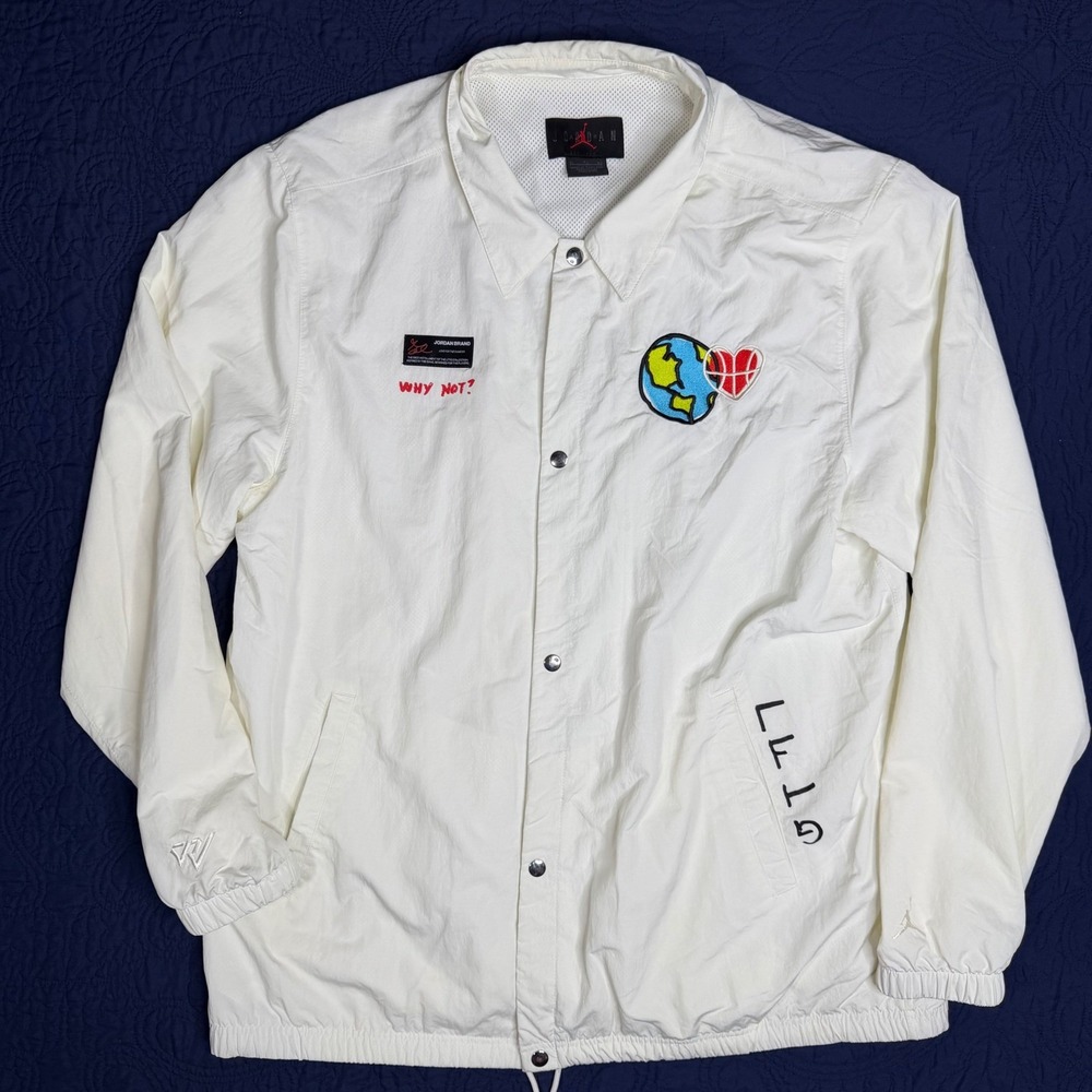Jordan x Russell Westbrook Why Not LFTG Coach Jacket White Windbreaker Size XL